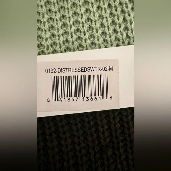 Women’s Simply Southern Green and Brown Striped Distressed Sweater Size Medium - Picture 10 of 12